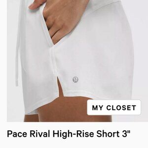 NWT LULULEMON Pace Rival High-Rise Short 3" WHITE 8
